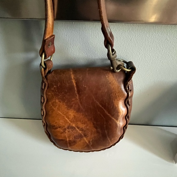 Vintage 1970’s Brown Leather Shoulder Drop Bag - Picture 9 of 16